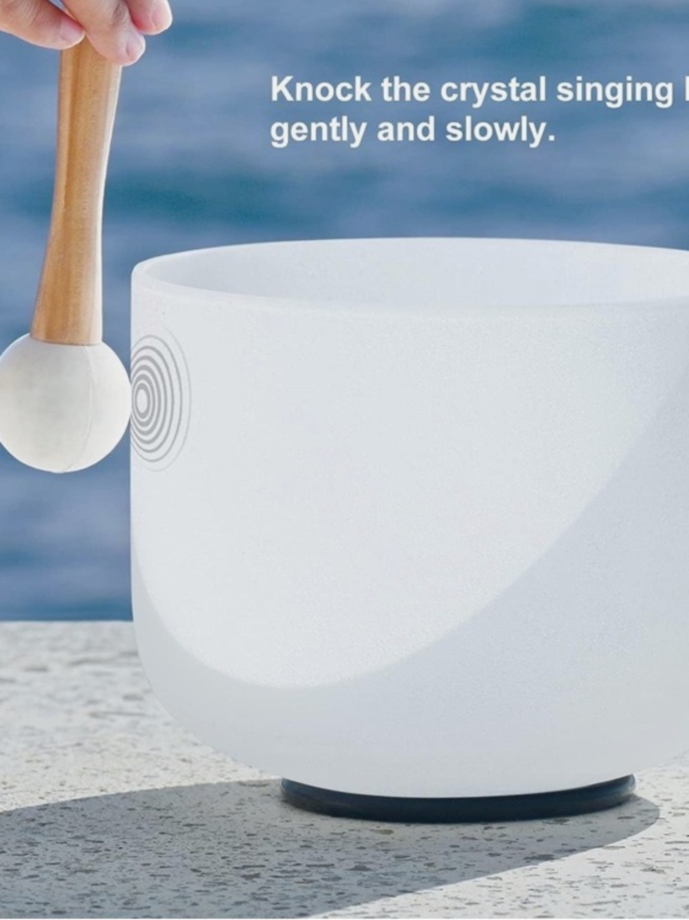 10 Inch F Note Heart Chakra Frosted Quartz Crystal Singing Bowl with Mallet - Picture 4 of 8